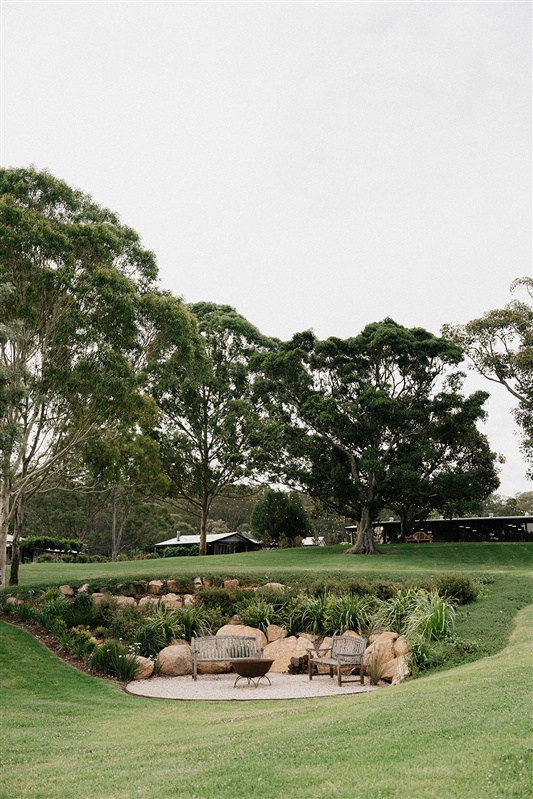 Firepit area at Bunnyconnellen accommodation perfect for winter escape Bunnyconnellen Winter Accommodation