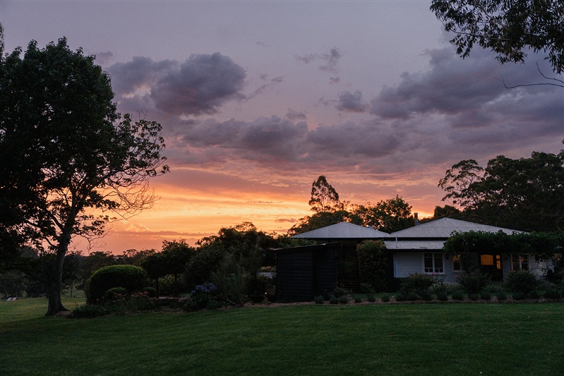 sunset at Bunnyconnellen. Bunnyconnellen Winter Accommodation