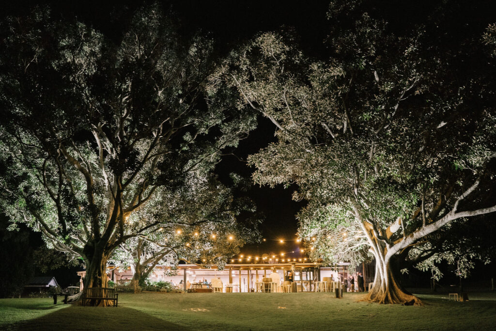 Country wedding venue near Toowoomba at night