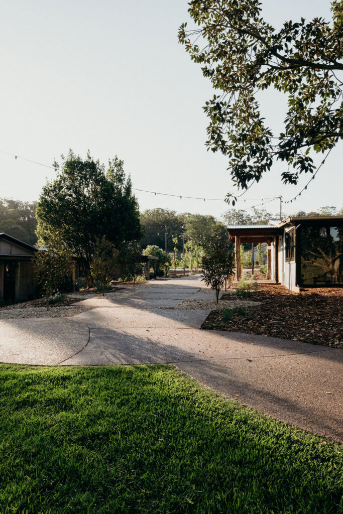 The front path at sunset. Bunnyconnellen Winter Accommodation
