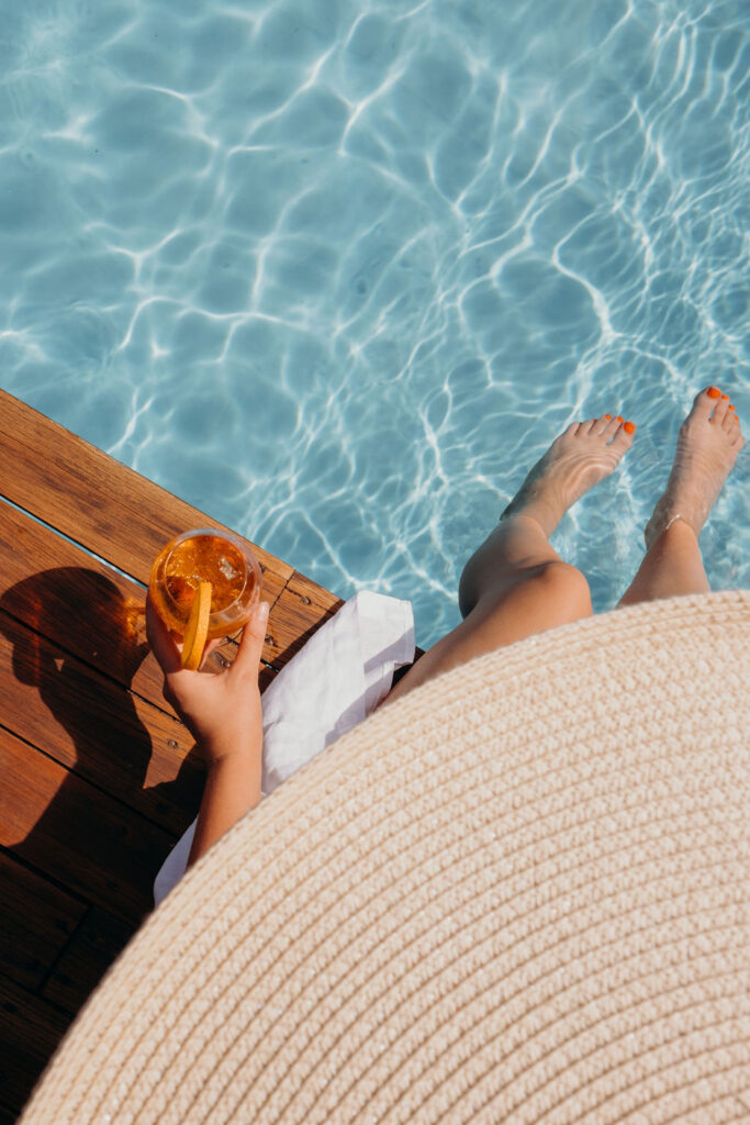 enjoying the magnesium pool in summer at Bunnyconnellen. Bunnyconnellen Winter Accommodation